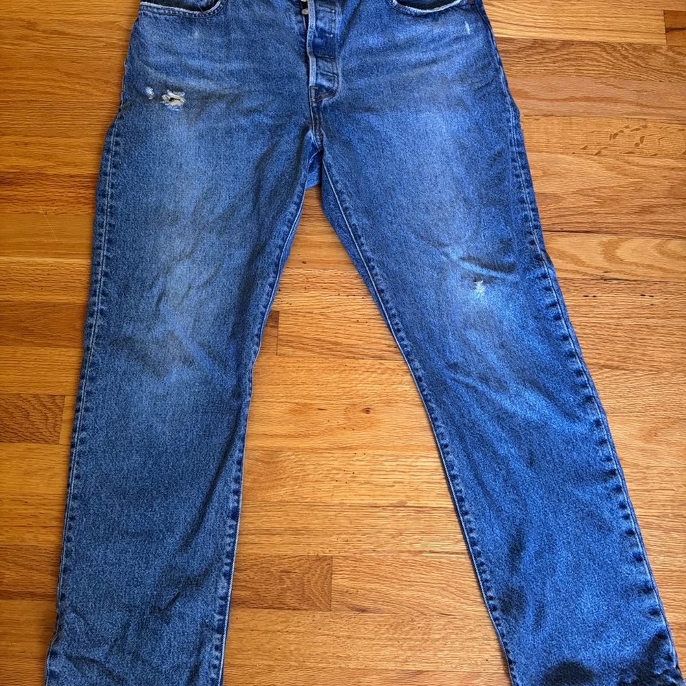 Levi's 501 Straight-Leg Jeans with Natural Distressing